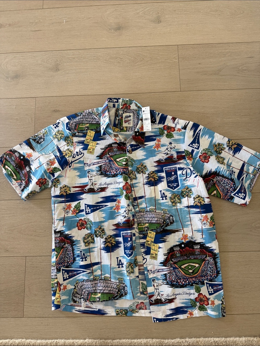 reyn spooner Dodgers Blue Multi-Color Hawaiian Button-Down Shirt